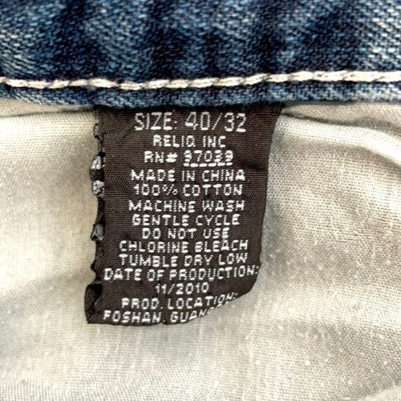 FIEND | Men’s Faded Wash Dark Blue Jeans Waist Size 40 Length 32 - Picture 3 of 7